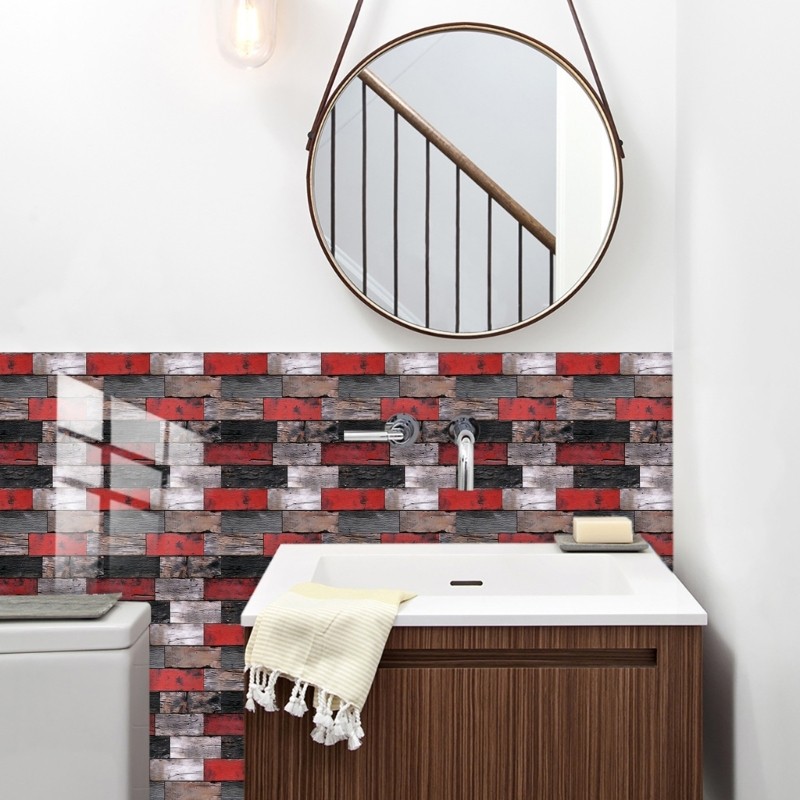 10PCS Faux Bricks Wall Sticker Auto Adhesive Waterproof Vinyls Tiles for