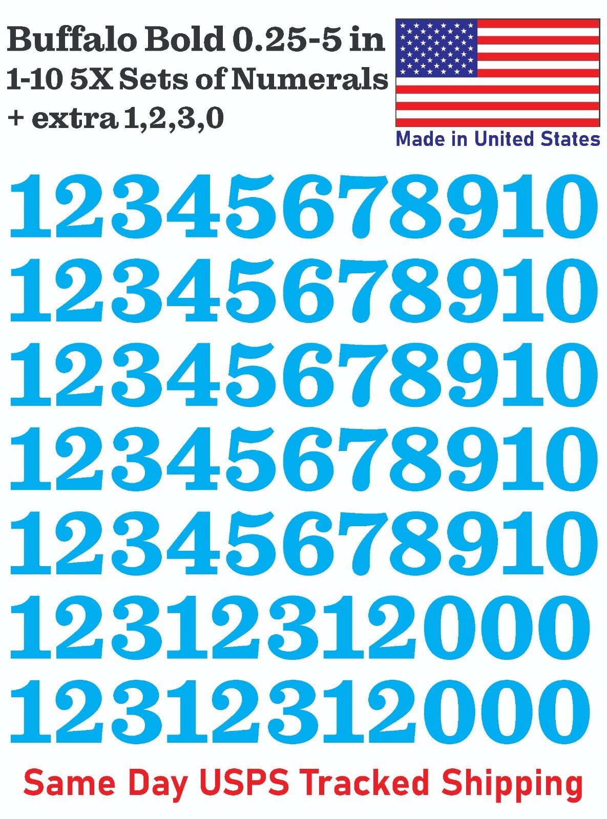 5X 0-10 80+ Buffalo Bold Decal Sticker Numbers – for Mailbox, Address, Lockers