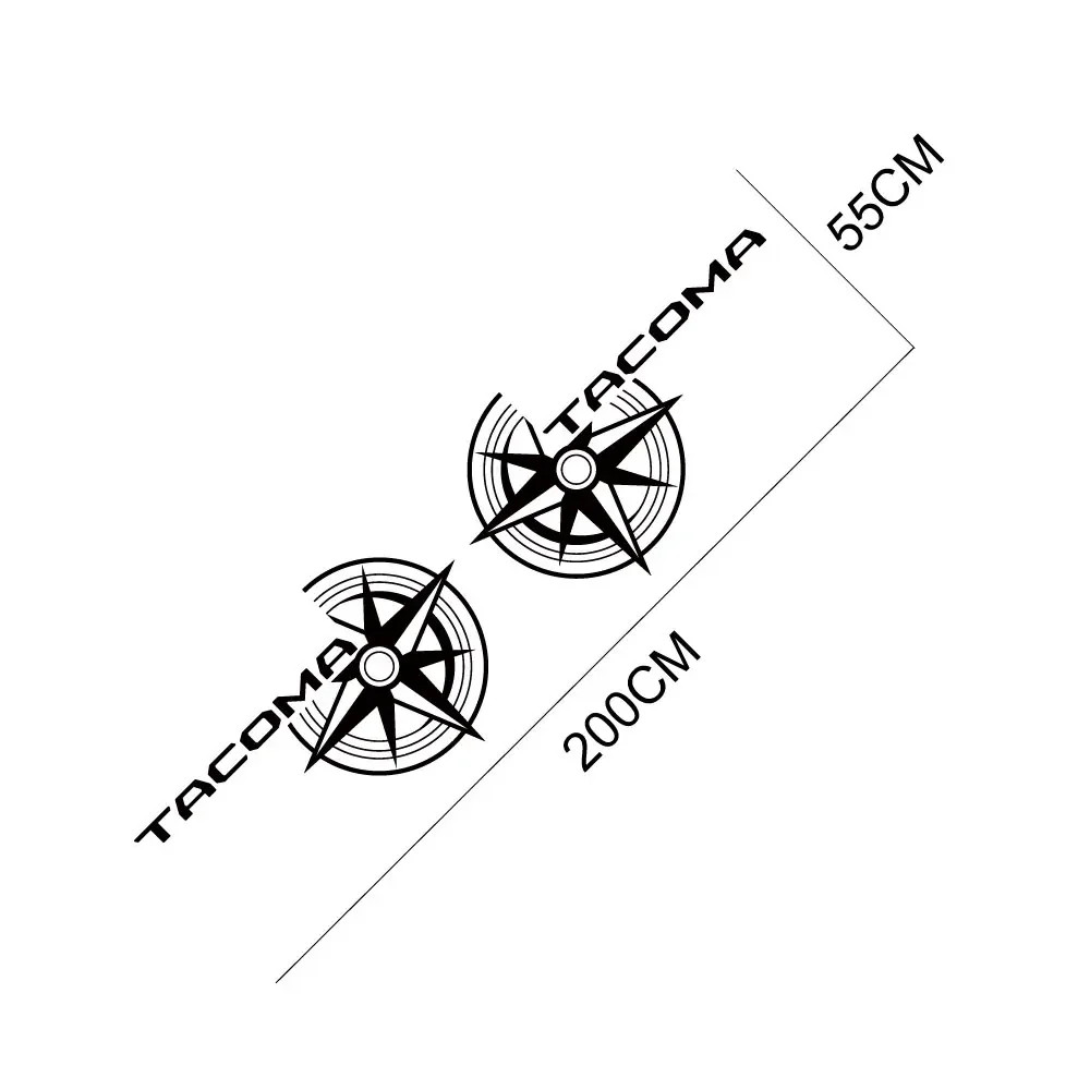 Compass Trunk Bed Side Decal for Toyota Tacoma TRD | 2-Piece Vinyl Film Graphics