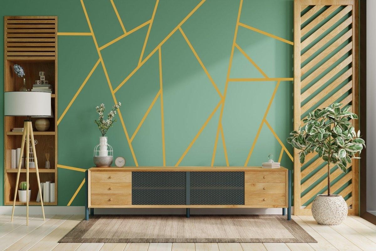 Geometric Wall Stickers, Elegant Gold Decal Design, Modern Wall Art