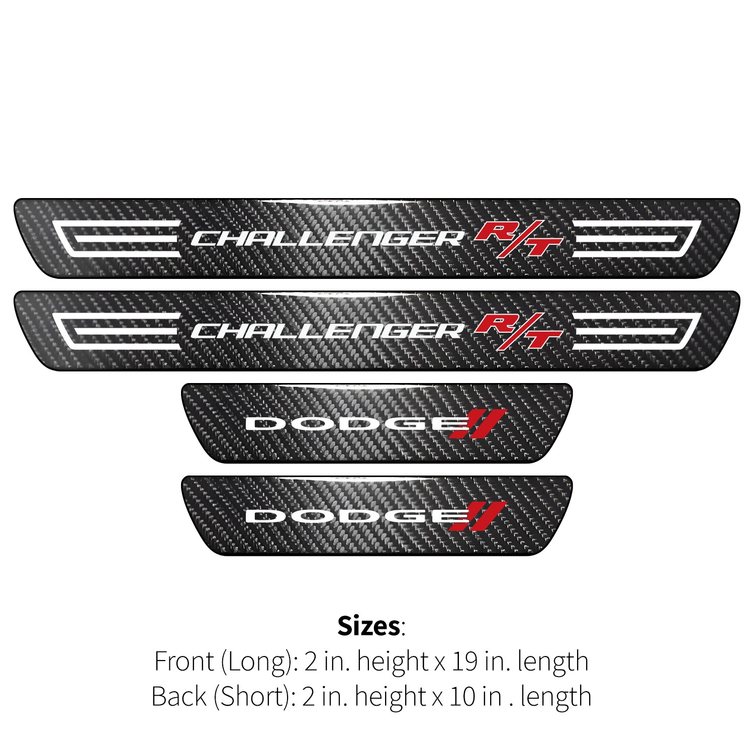 Dodge Challenger R/T X-Large Black Carbon Fiber 4 Pcs Universal Door Sill Plates