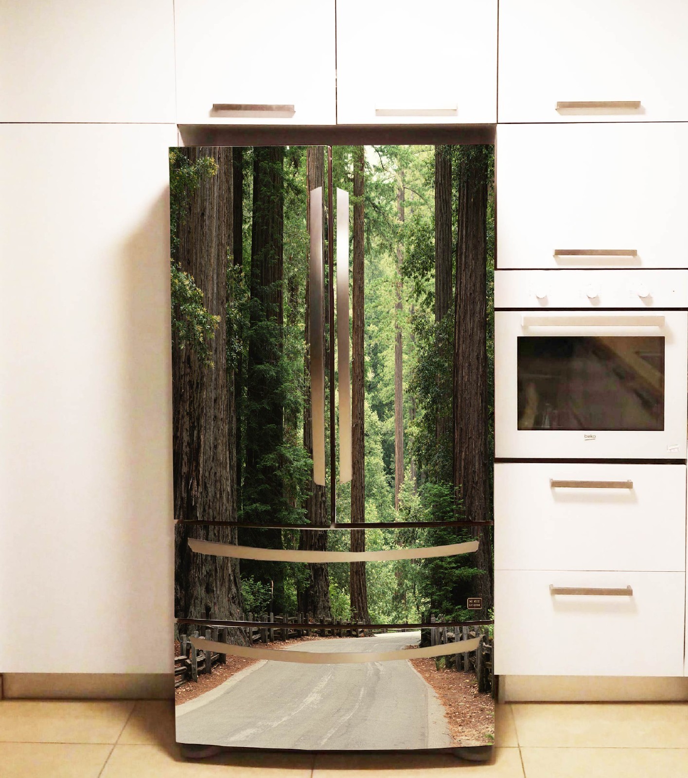 Forest Refrigerator Wrap, Nature Vinyl Fridge Cover