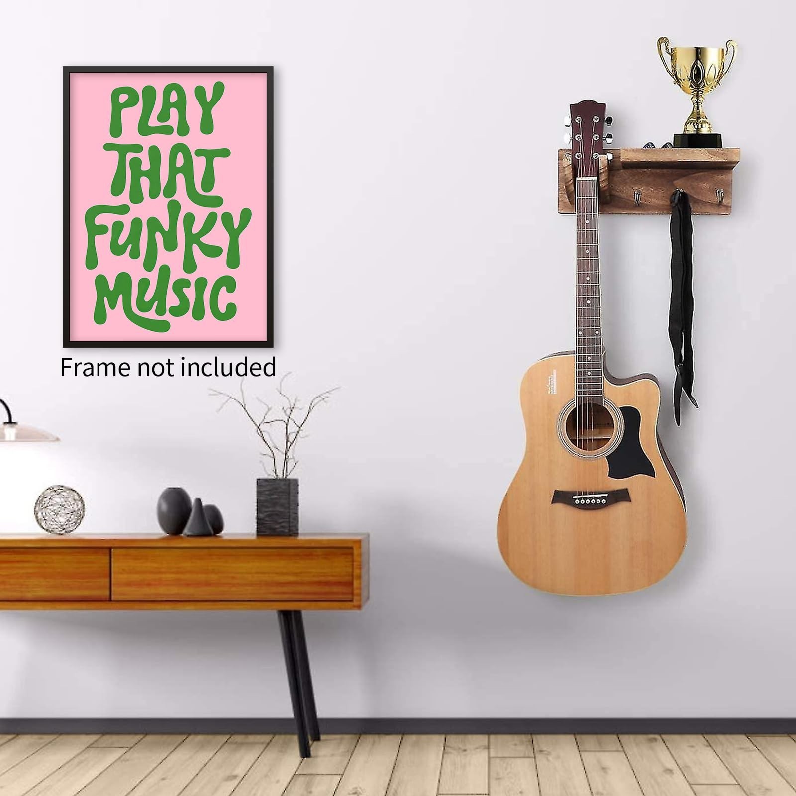 OMANI 70's Play That Funky Music Wall Art Pink and Green Popular Song Posters…