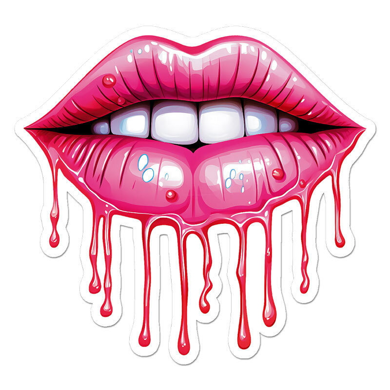 Dripping Pink Lips, Vinyl Decal Sticker, Indoor Outdoor, 3 Sizes, #11361