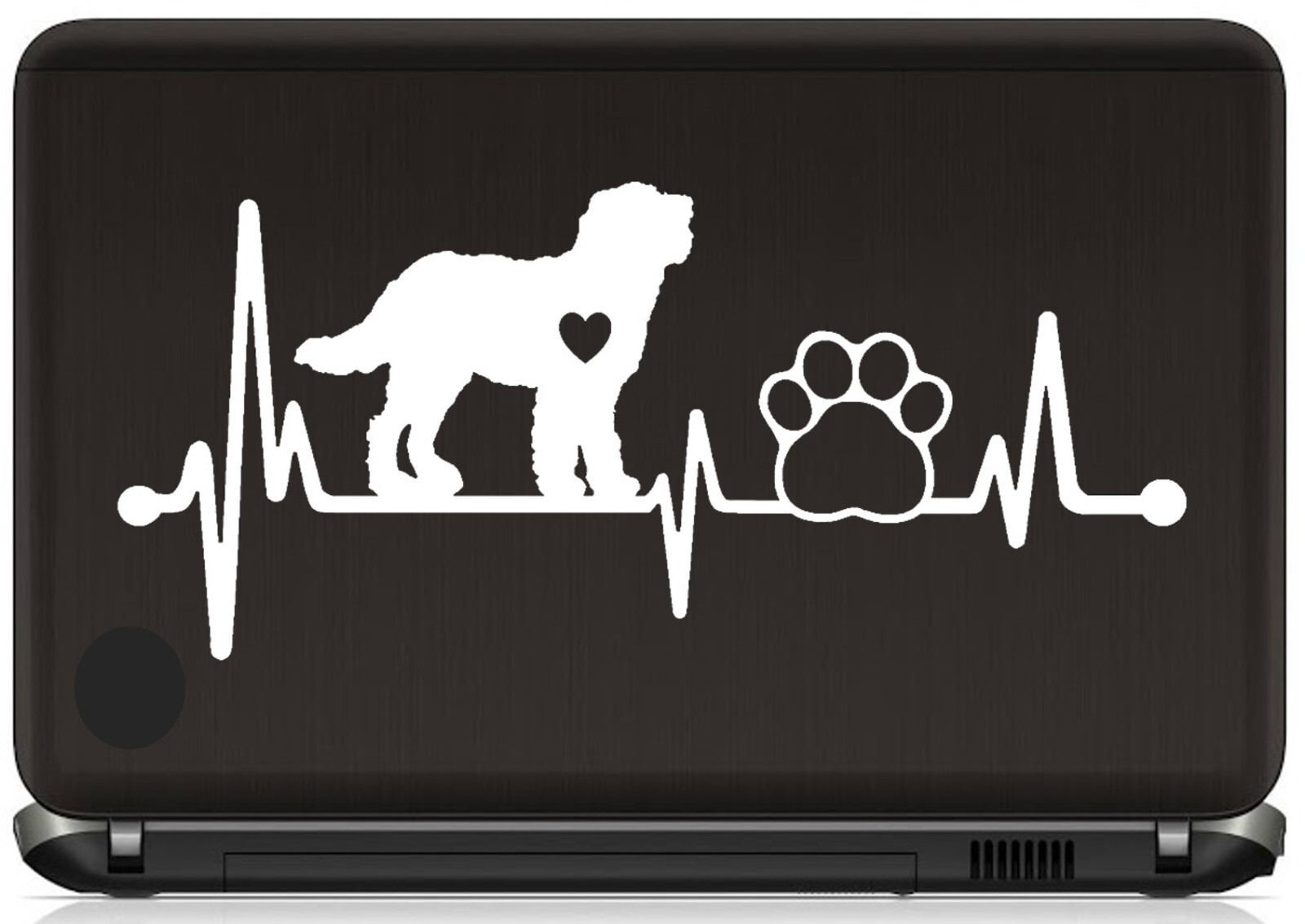 Labradoodle Doodle Decal Heartbeat Lifeline Dog Paw Sticker Car Window BG 154