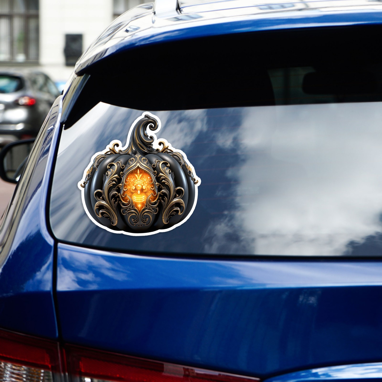 Ornate Gothic Pumpkin Lantern – Vinyl Decal Sticker – Car Window Laptop – #1942