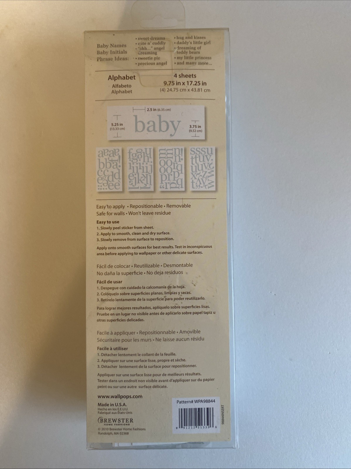 WALL POPS Alphabet (A to Z) Peel, Stick & Move Decals; BABY BLUE; Nursery NEW