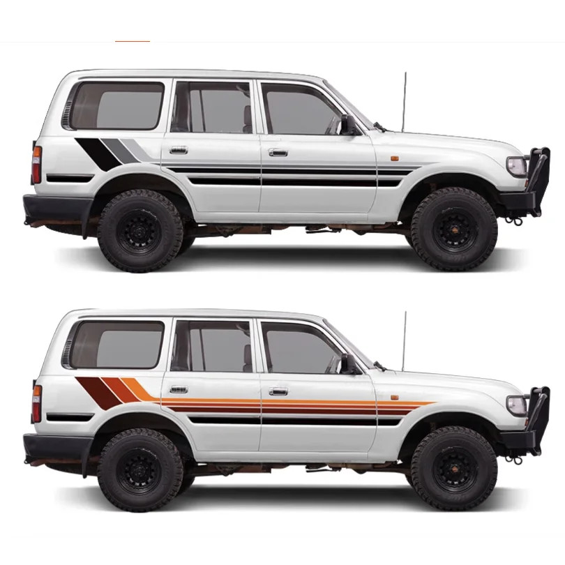 Aftermarket Tri-Color Waistline Stripe Decal for Toyota Land Cruiser 80 LC80 (19