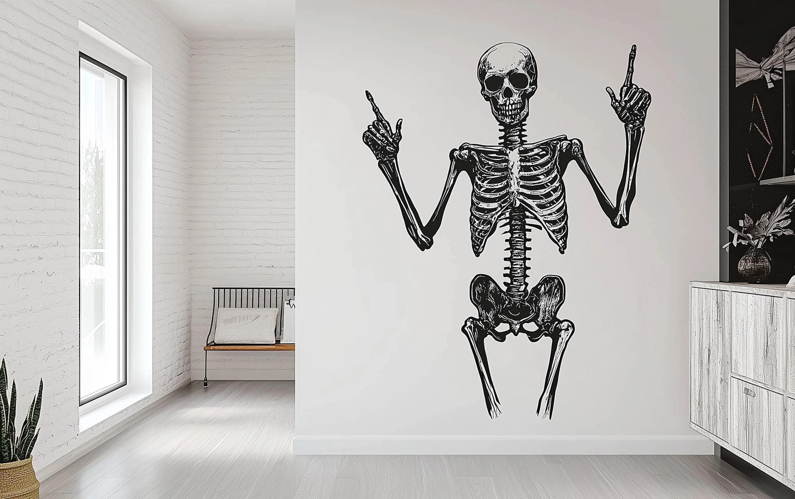Skeleton Wall Decal | Halloween Human Skull Bones Wall Sticker | Removable