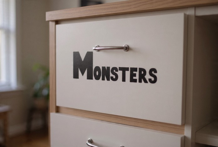 Monsters Toy Storage Decal Sticker Vinyl Label for Toy Bin Toy Box