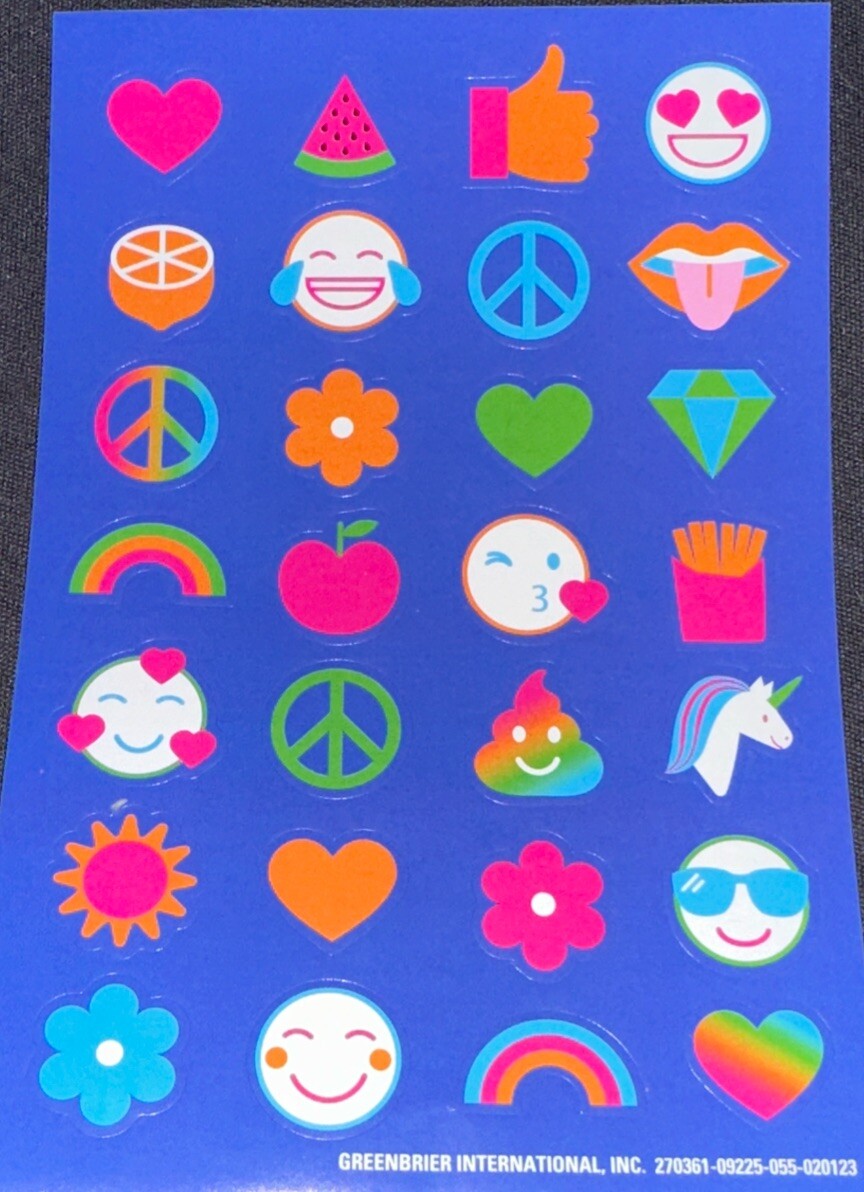 HAPPY FACE✨HEART✨28✨STICKERS✨😘💚🌸 🌈 👍🏻🦄 ✨6” X 4”✨💎😍🍟🩷🌞🍉✨ CUTE✨💜💫