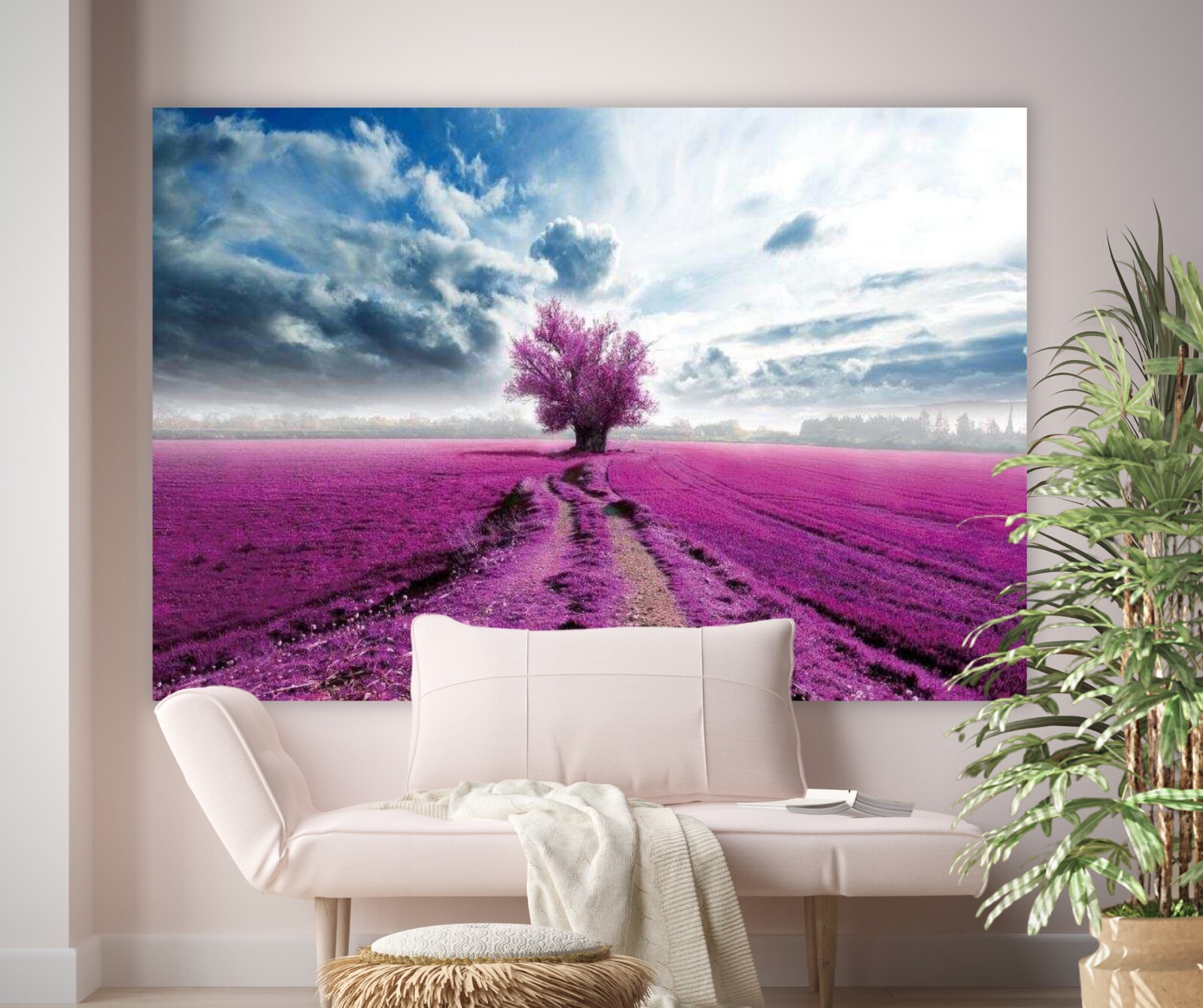Boho Display Wall Art Decor; Bohemian Lavender Fields Large Bedroom Artwork