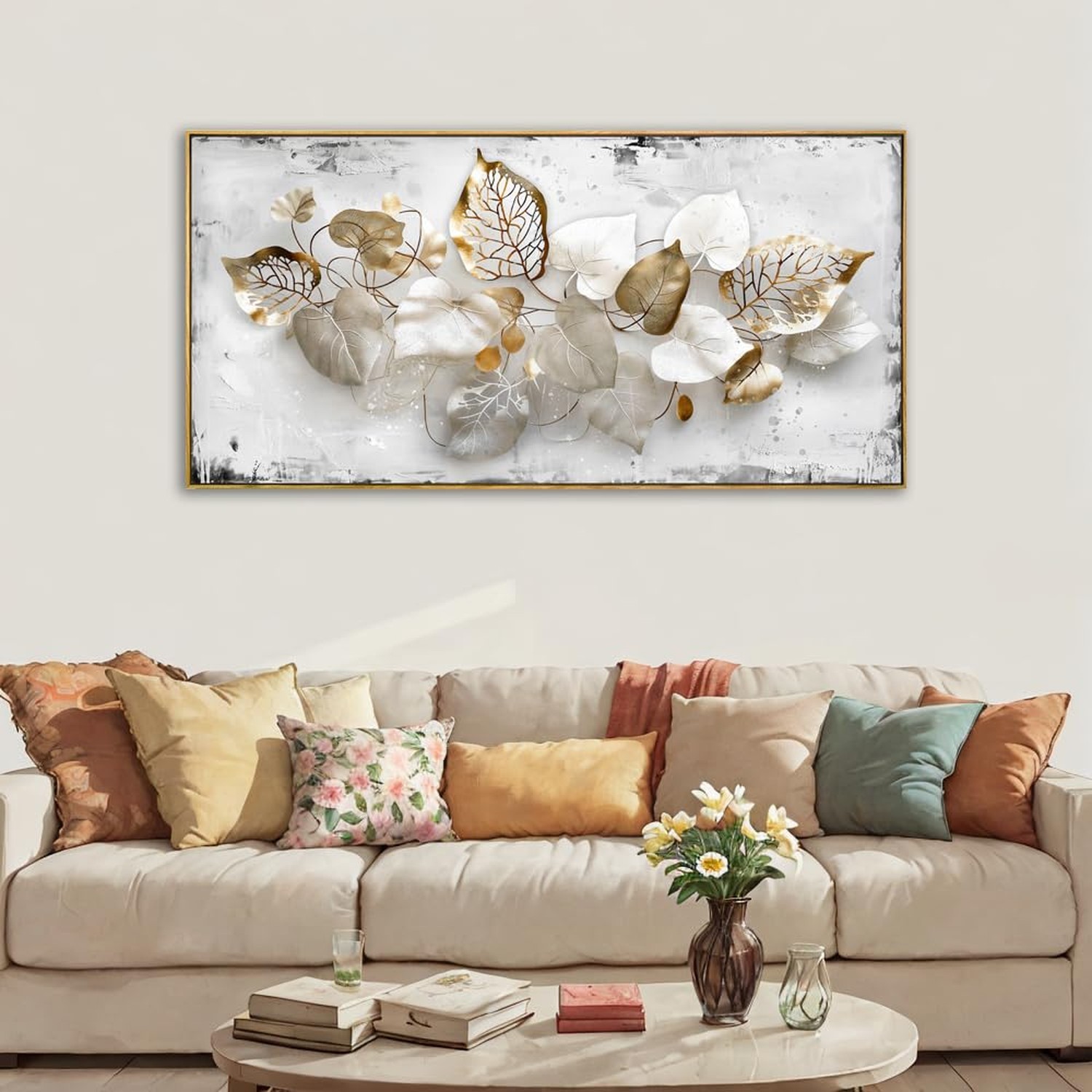 Wall Art Leaf Modern Botanical Artwork Canvas Painting for Living Room Bedroo…