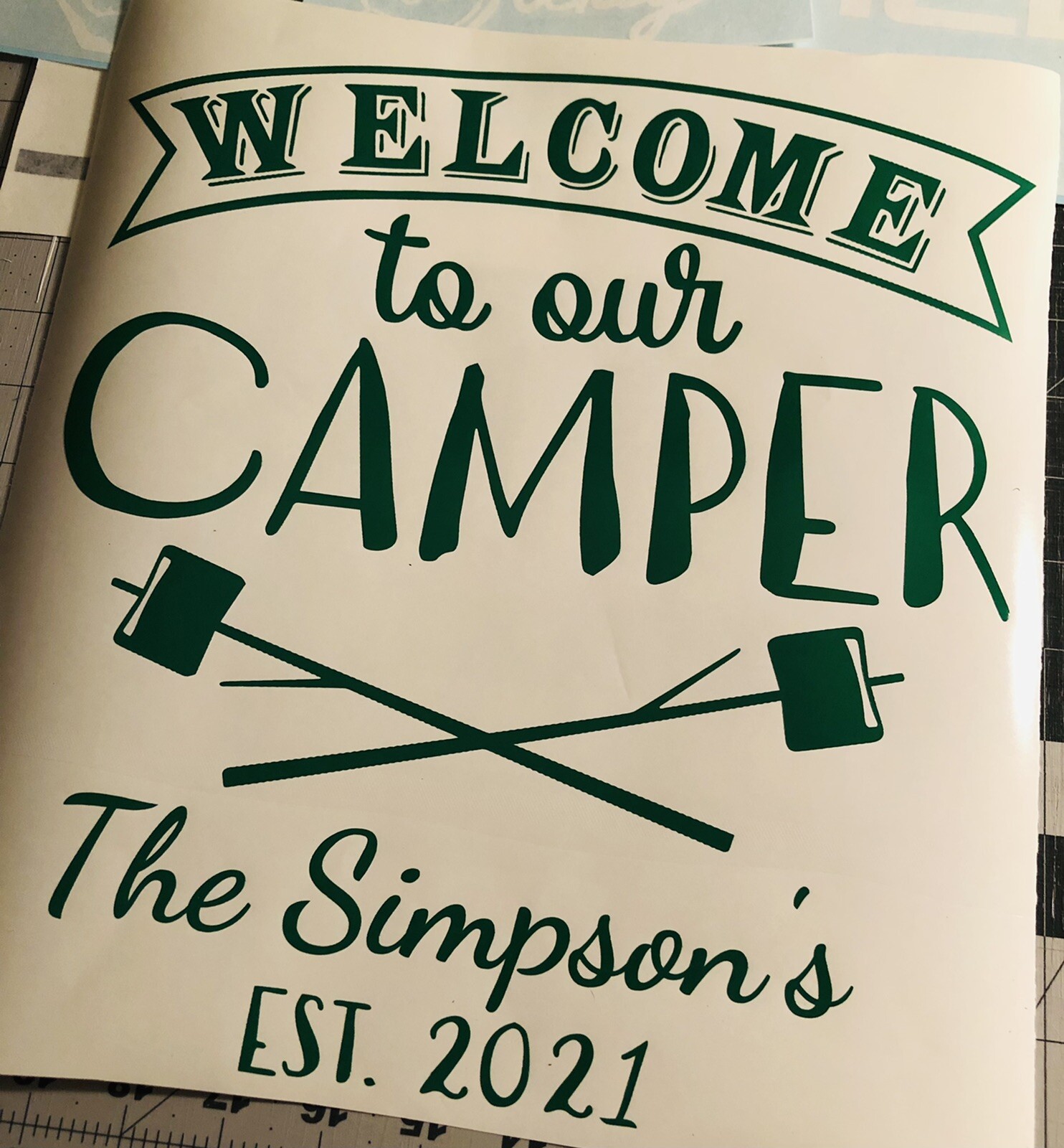 Vinyl Decal for Window- Welcome to Our Camper (May be Customized w/ Name & Date)