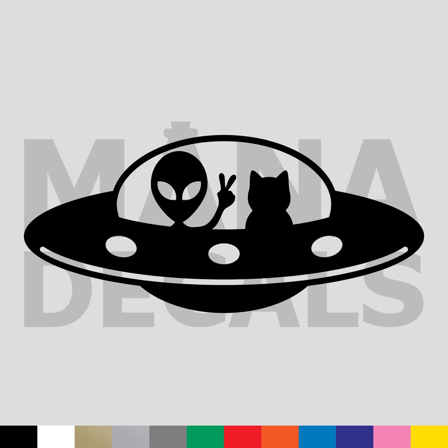 UFO Alien and Cat Vinyl Die Cut Decal Sticker – ET Pet Fun