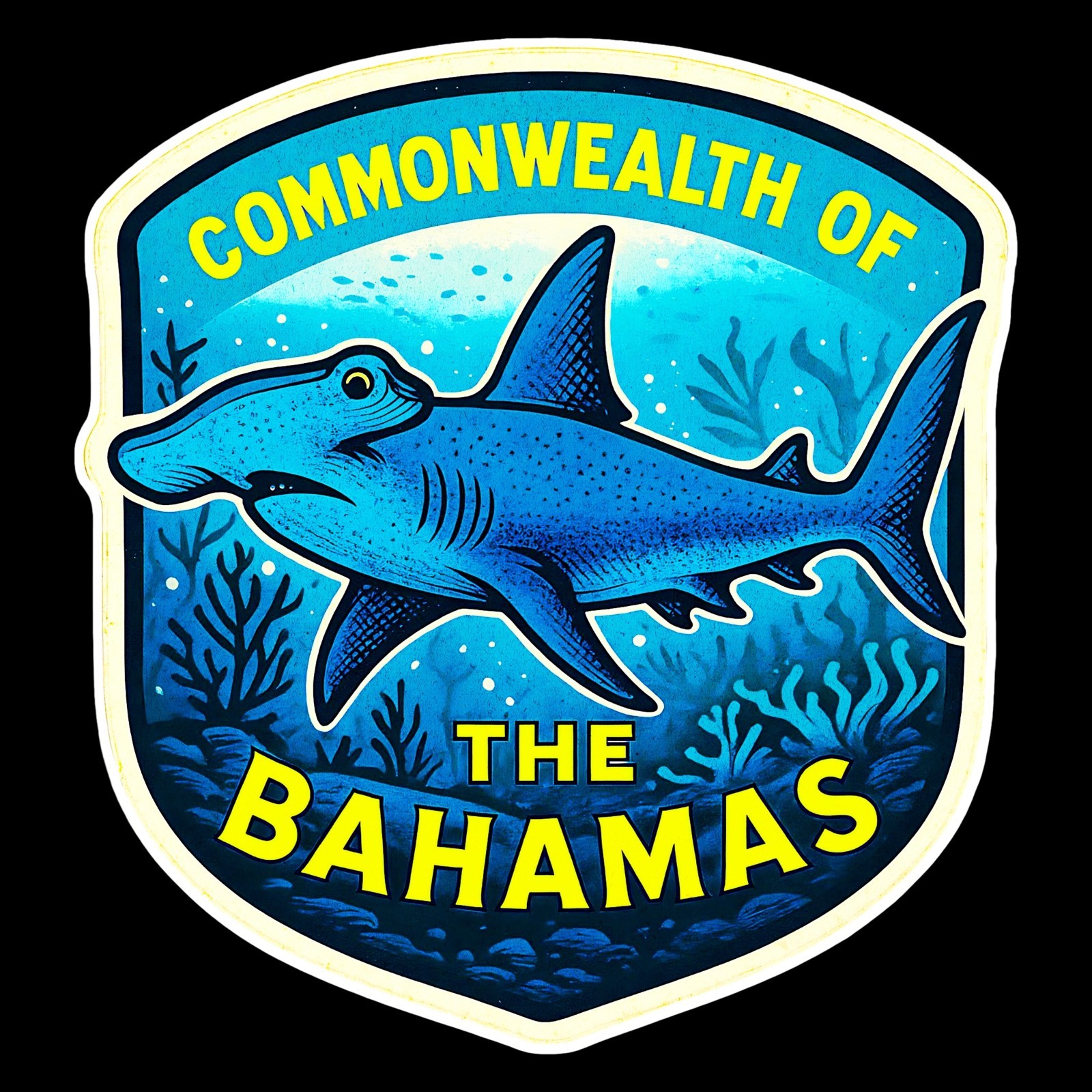 Bahamas Sticker Vinyl Decal Vintage Style Hammerhead Shark Souvenir Vacation
