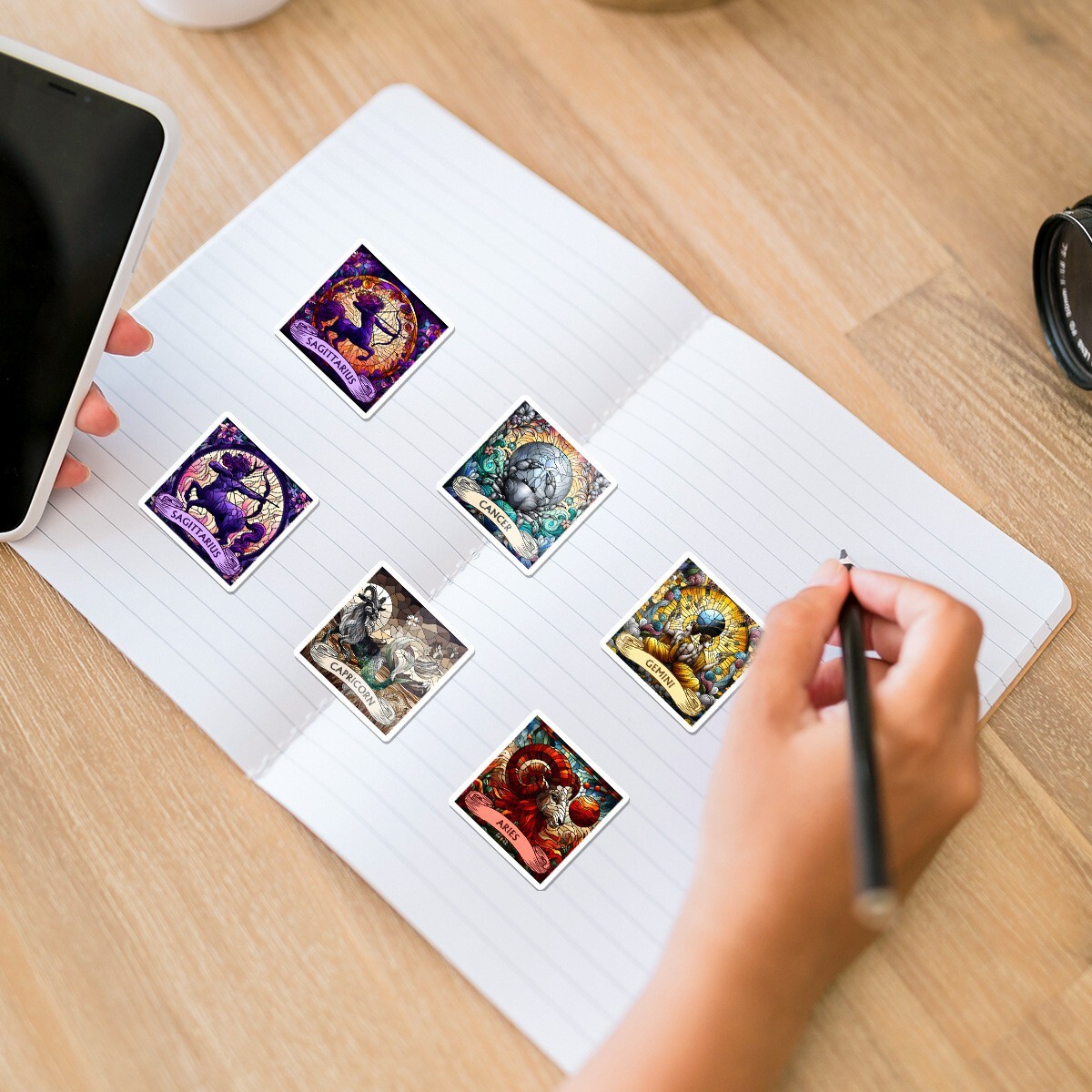 50pcs Waterproof Vinyl Stickers The 12 Zodiac Signs Luggage Phone Laptop Fridge