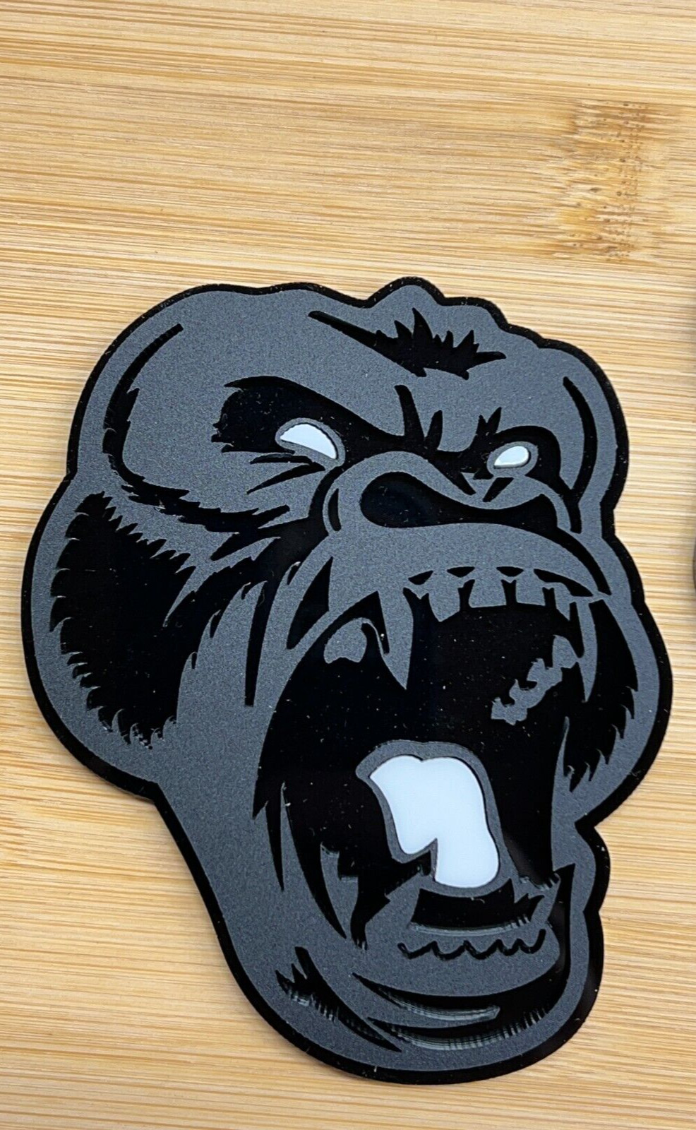 Angry Gorilla White Eye Car Truck Emblem Badge Matte Black /Black Custom PK of 2