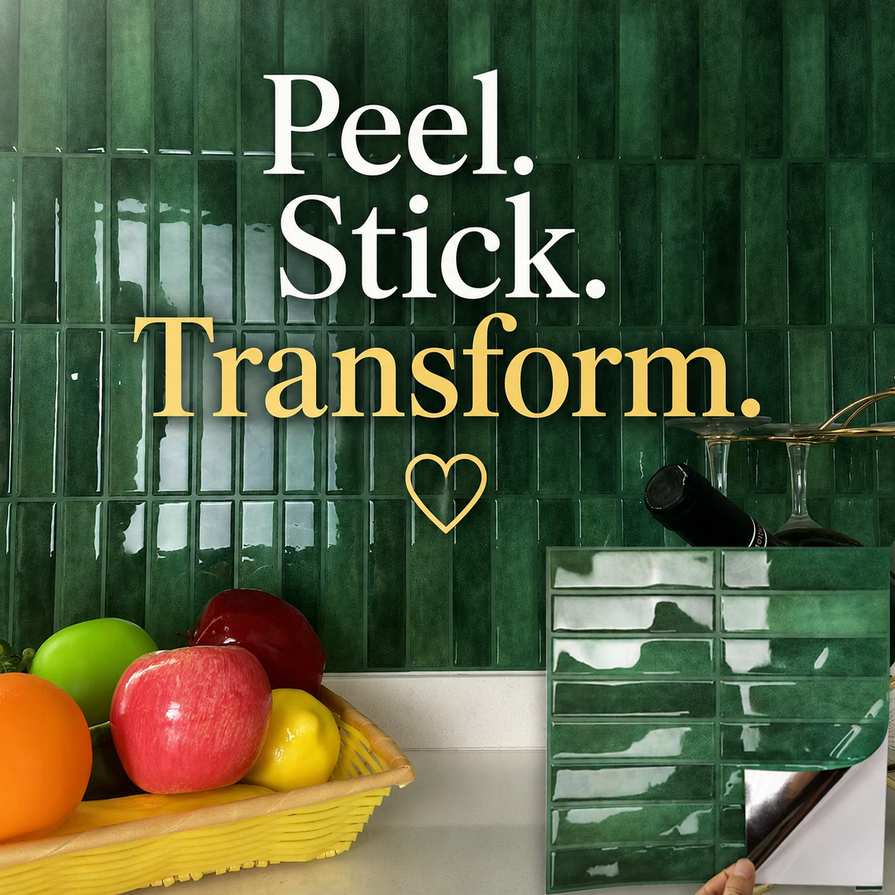 10pc Peel & Stick Subway Tile Stickers 3D Waterproof PVC Kitchen Splashback