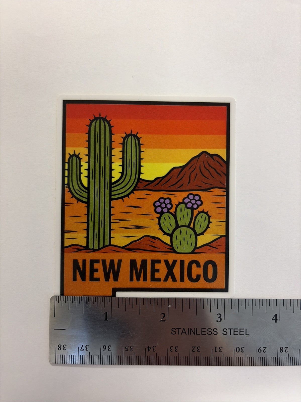 New Mexico Sticker Desert Sunset Mountains Cactus Flower