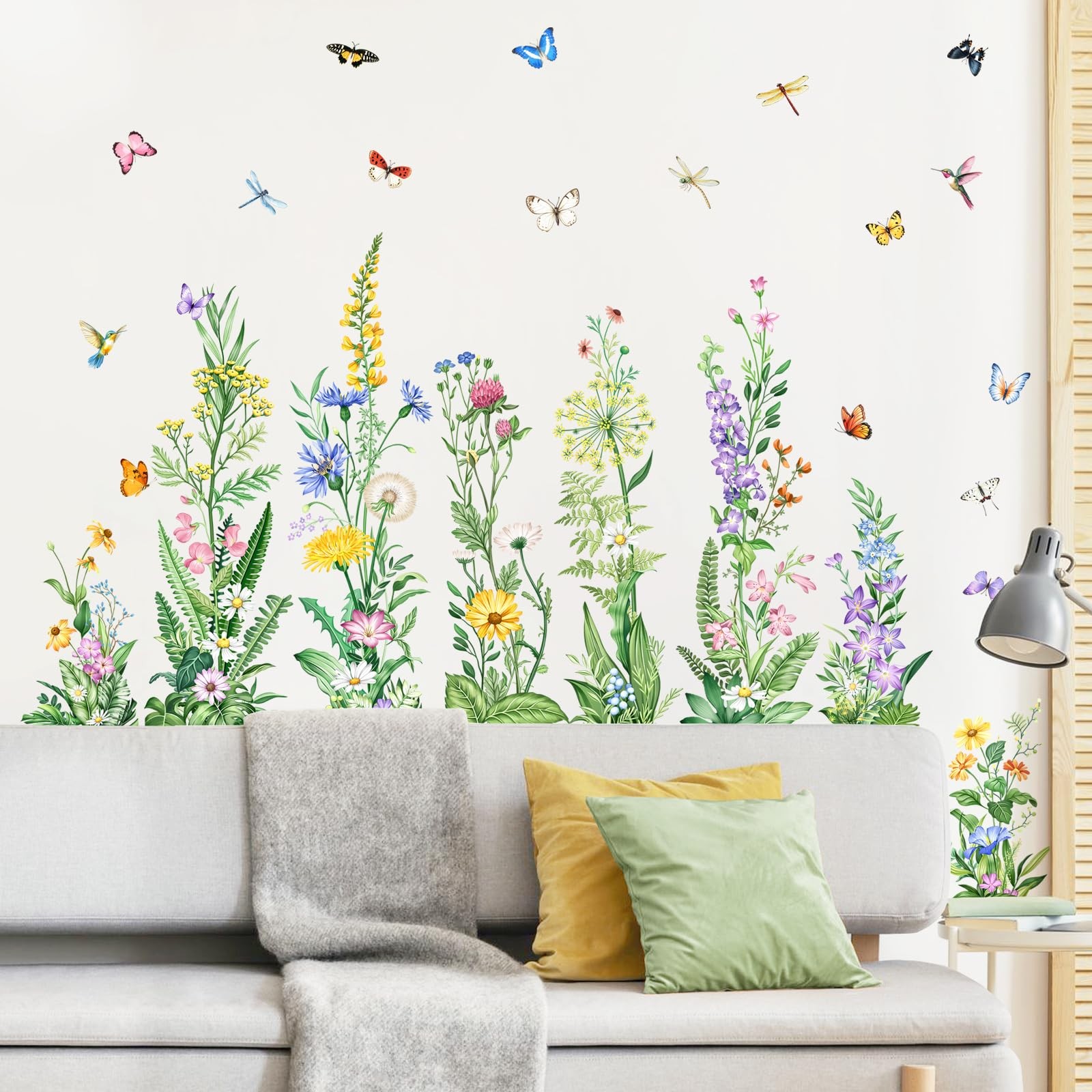 Wildflower Wall Decals Spring Summer Flower Floral Grass Wall Decals with But…