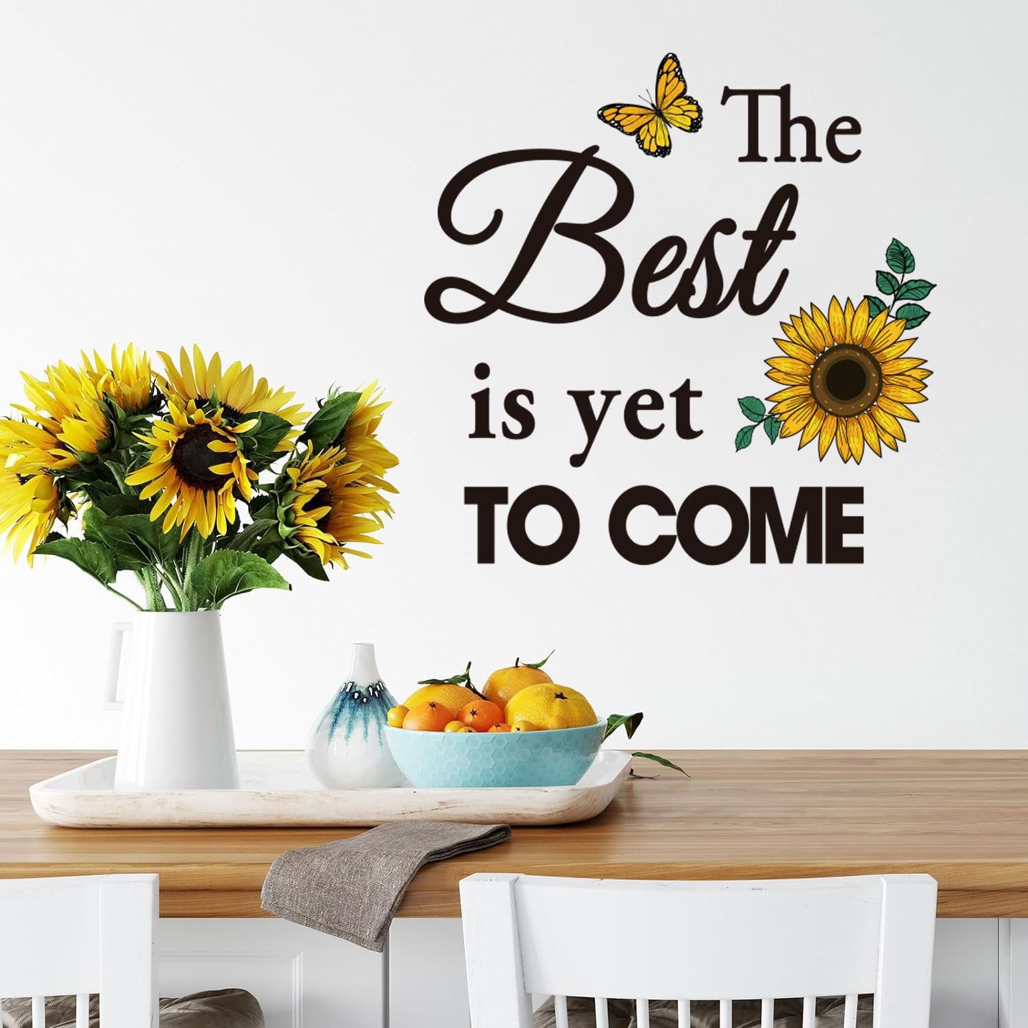 5 Pieces Bible Verse Wall Stickers Inspirational Wall Decal Sunflowers and Bu…