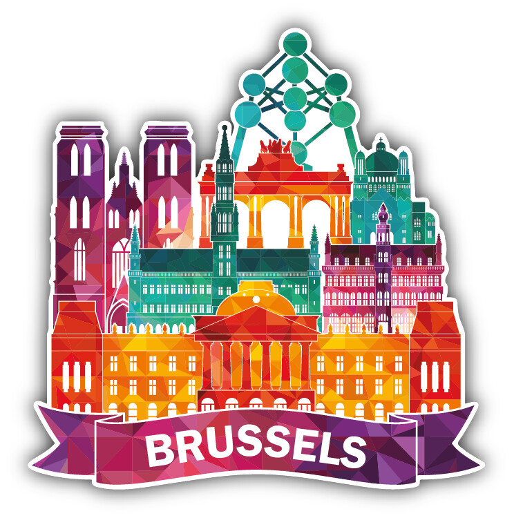 Brussels Art City View Car Bumper Sticker Decal