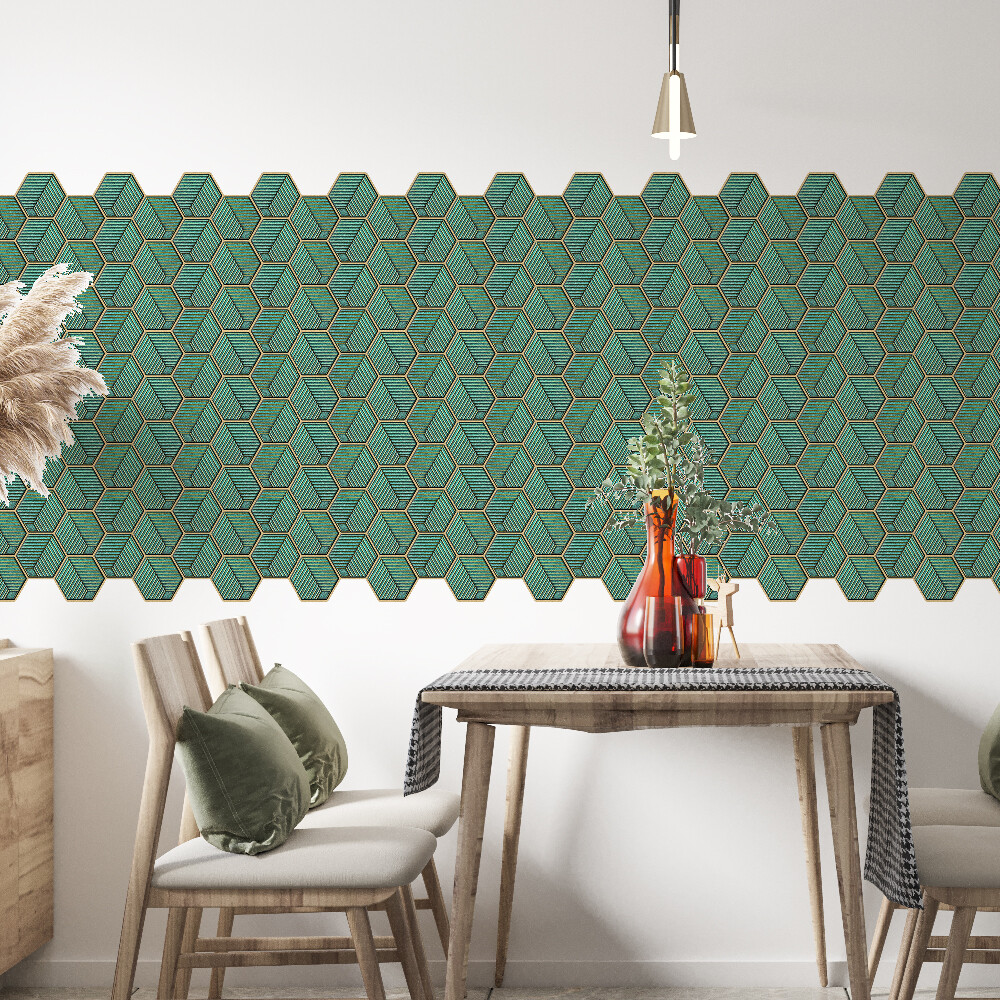 Mosaicowall Sea Green Hexagon Peel and Stick Kitchen Backsplash Tiles (10 Tiles)