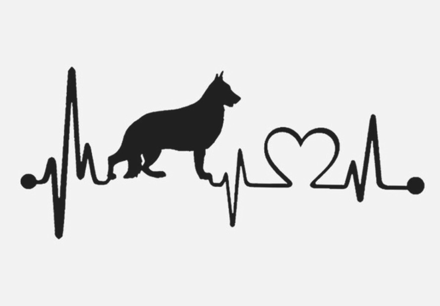 German Shepard Heartbeat/Lifeline Vinyl Decal-Multiple Sizes & Colors
