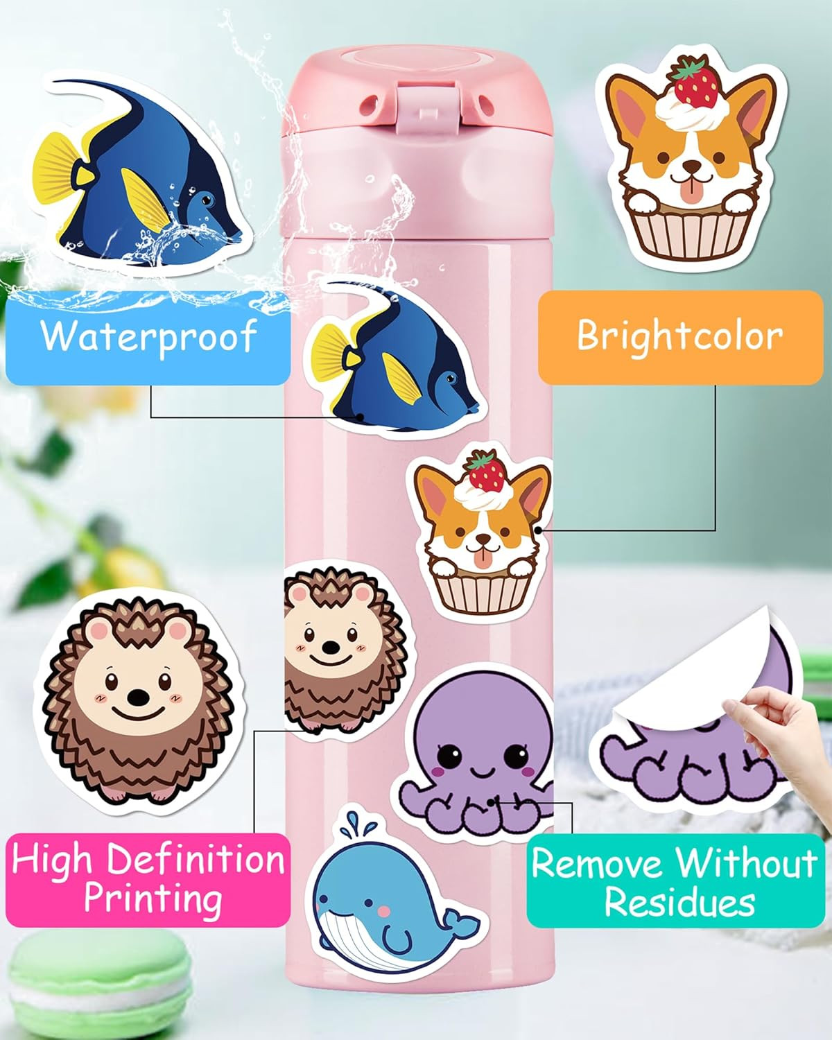 600 Pcs Stickers for Kids, Cute Water Bottle Stickers for Kids Waterproof, Vinyl
