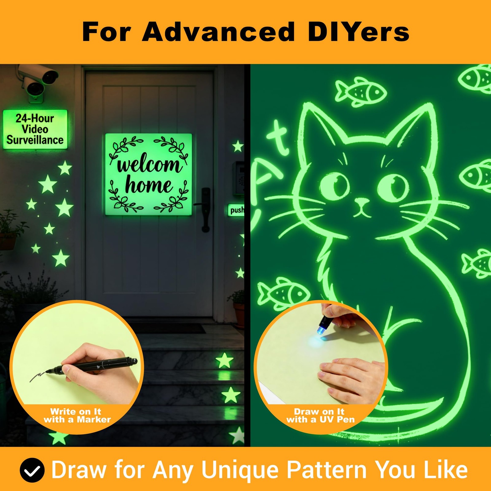 Extra Bright Glow in the Dark (Photoluminescent) Papers, Strong Adhesive, DIY…
