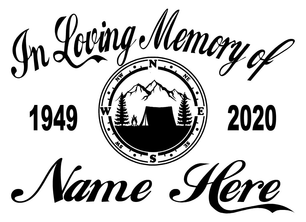 In Loving Memory of Decal – Hiker Camper Compass Outdoors Memorial Sticker