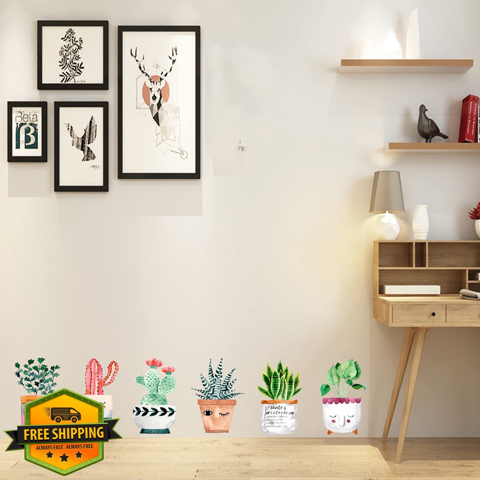 Maydahui Cactus Potted Plants Wall Decals