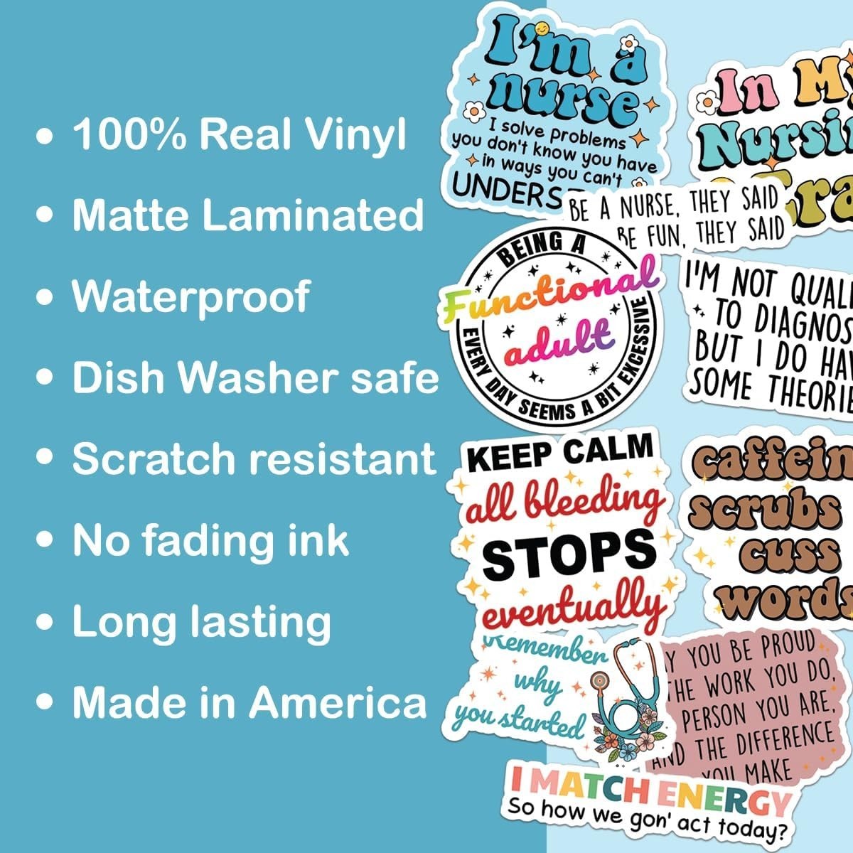 10pcs Nurse Sticker, Inspirational Nurse, Motivational Nursing, Healthcare Hero