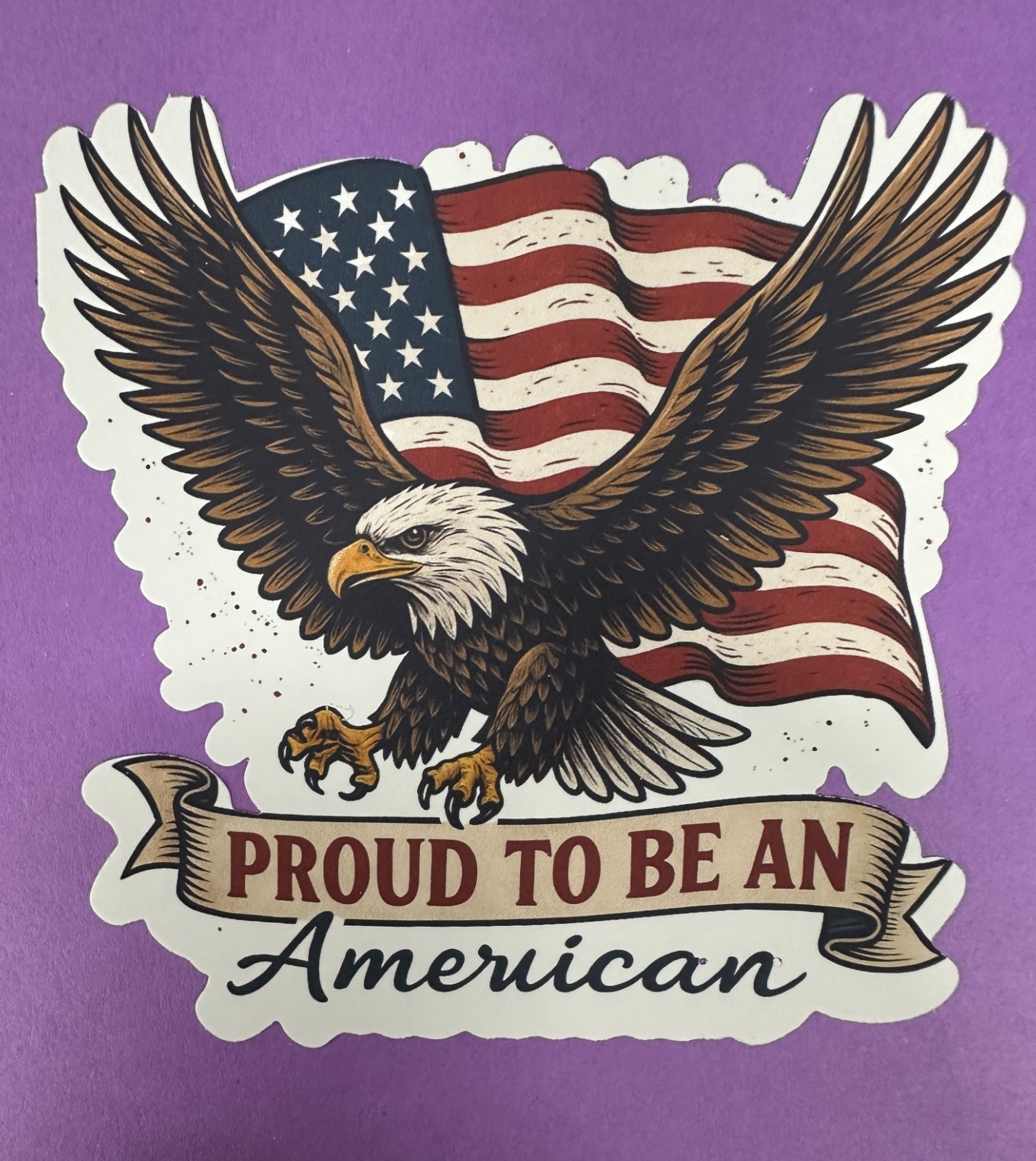 3 inch Proud To Be An American Bald Eagle USA Flag Patriotic Vinyl Sticker