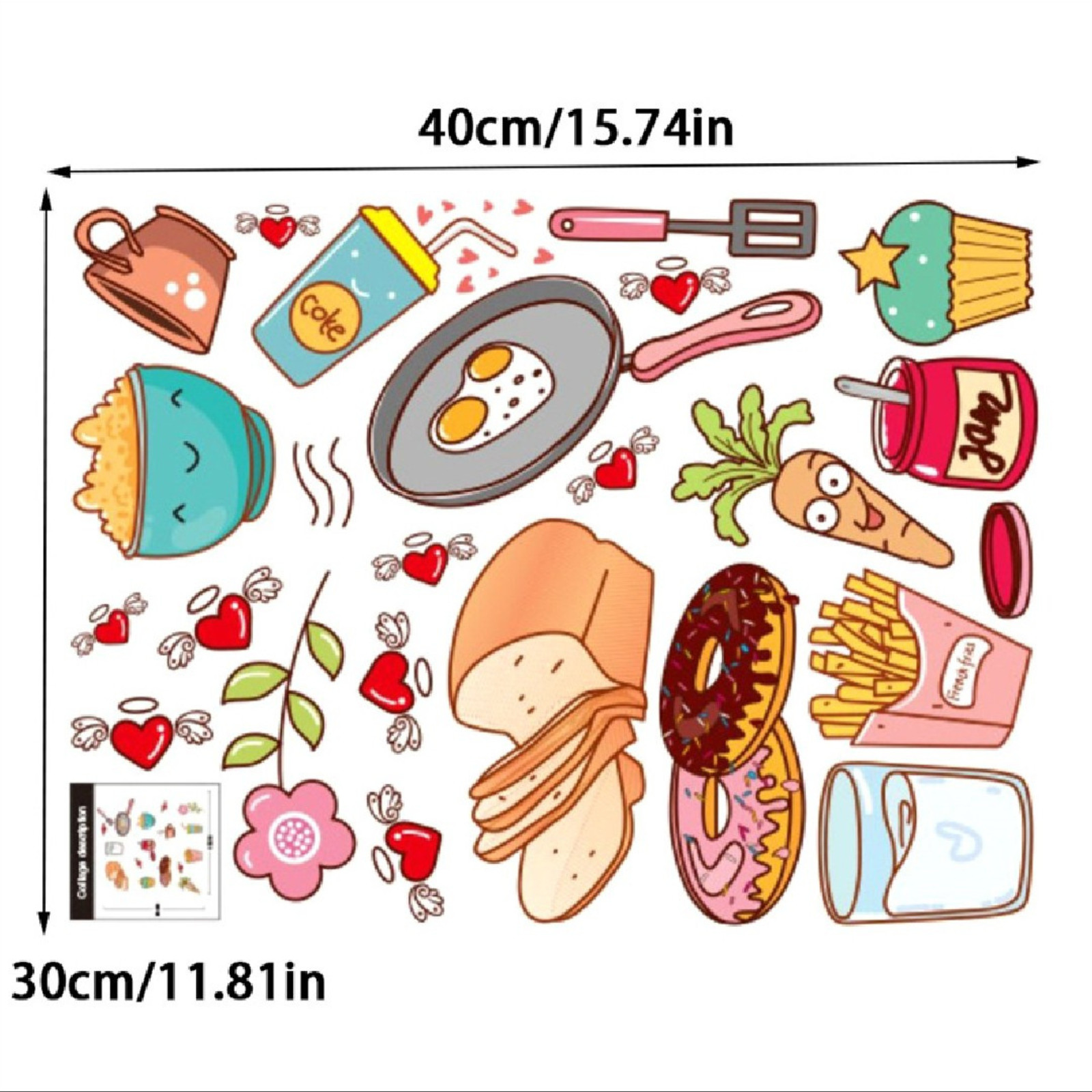 Cartoon Kitchen Refrigerator Door Stickers Decorative Stickers Food Fruit Remova