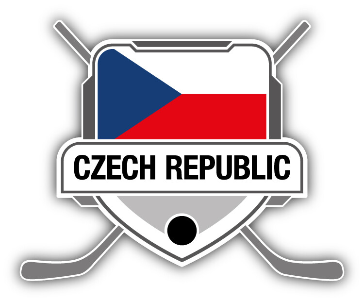 Czech Republic Flag Hockey Crest Car Bumper Sticker Decal