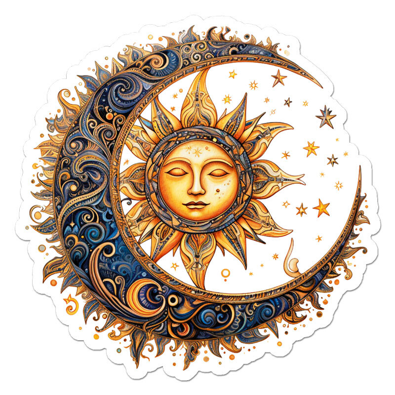 Moon Sun Stars, Vinyl Decal Sticker, Indoor Outdoor, 3 Sizes, #11967
