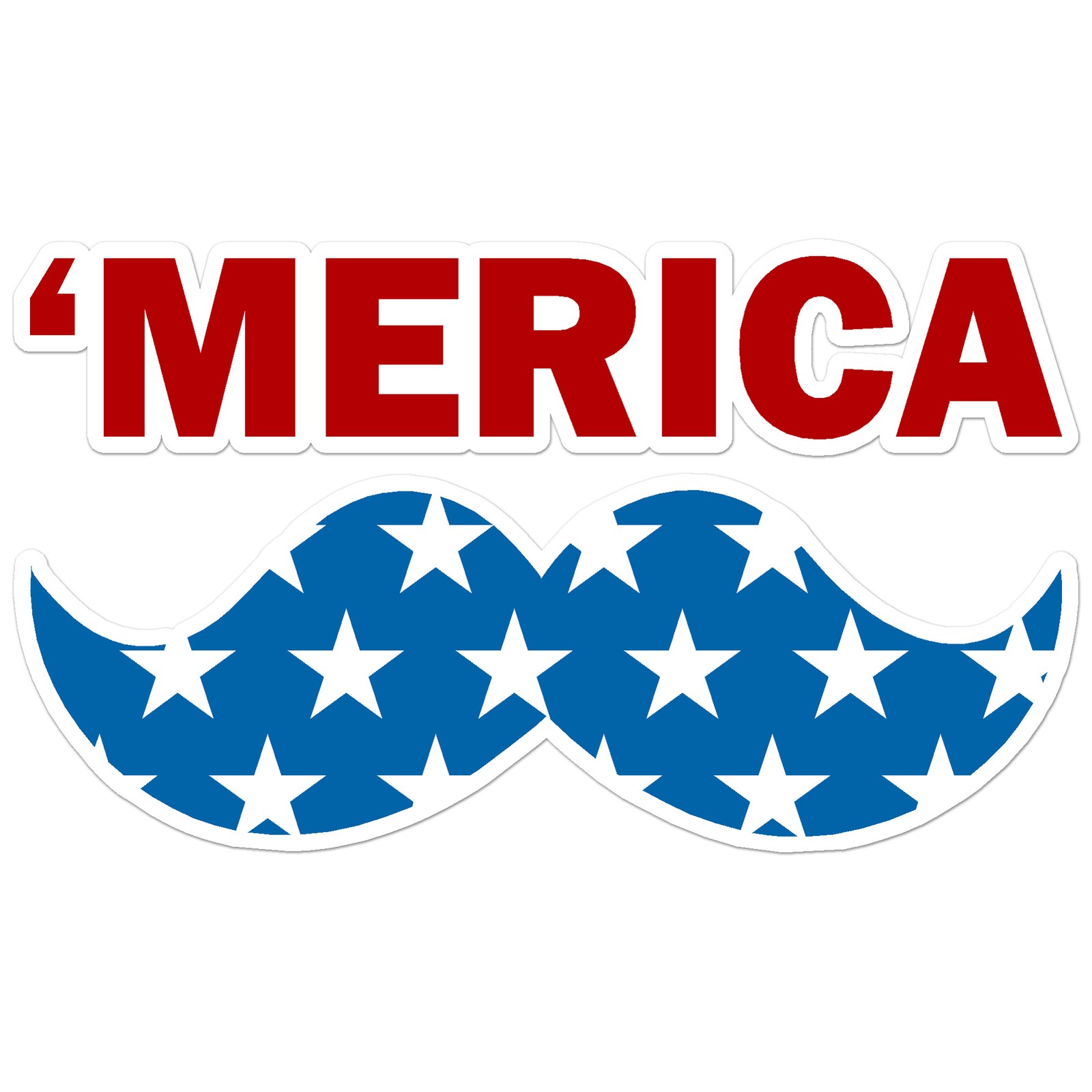 'Merica Moustache Flag – Vinyl Decal Sticker – Car Window Laptop – ebn9951