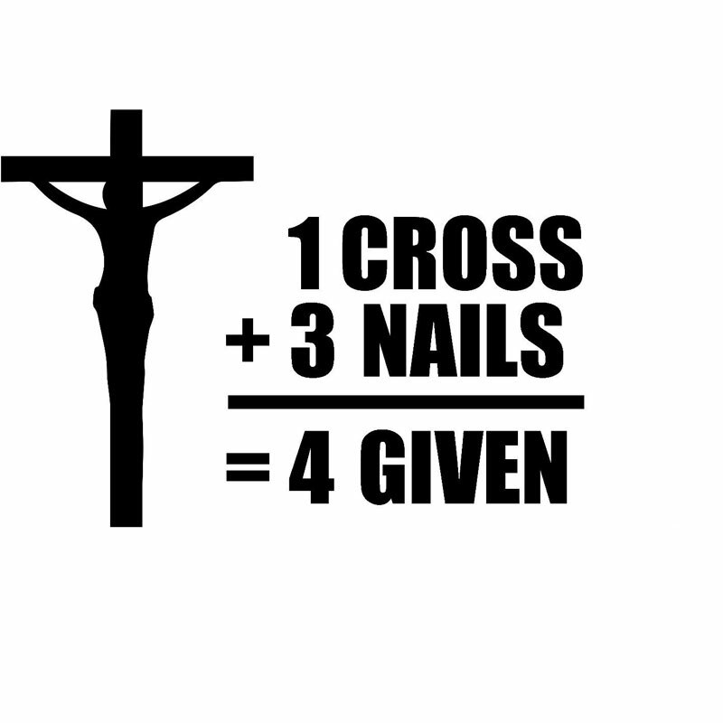 Vinyl Decal for Window – 1 Cross + 3 Nails = 4 Given, Various Colors & Sizes