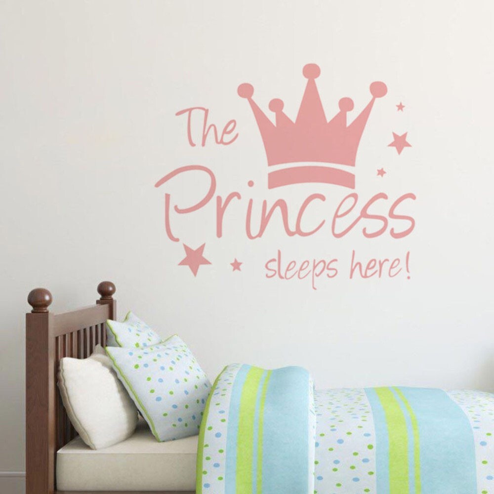 Princess Prince Sleep Here Wall Sticker Girls Boys Kids Baby Room Mural