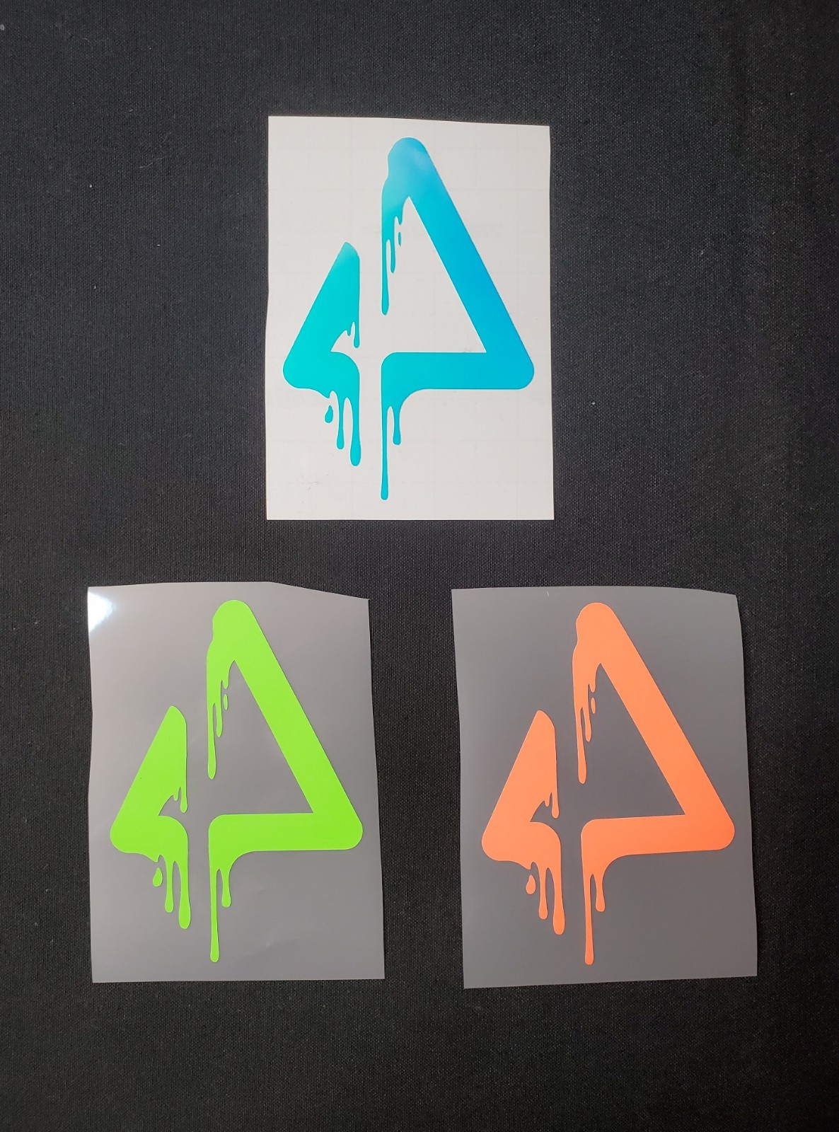 Glow In The Dark Melting Triangle Vinyl Decal Medium Size Sticker Bright Opal