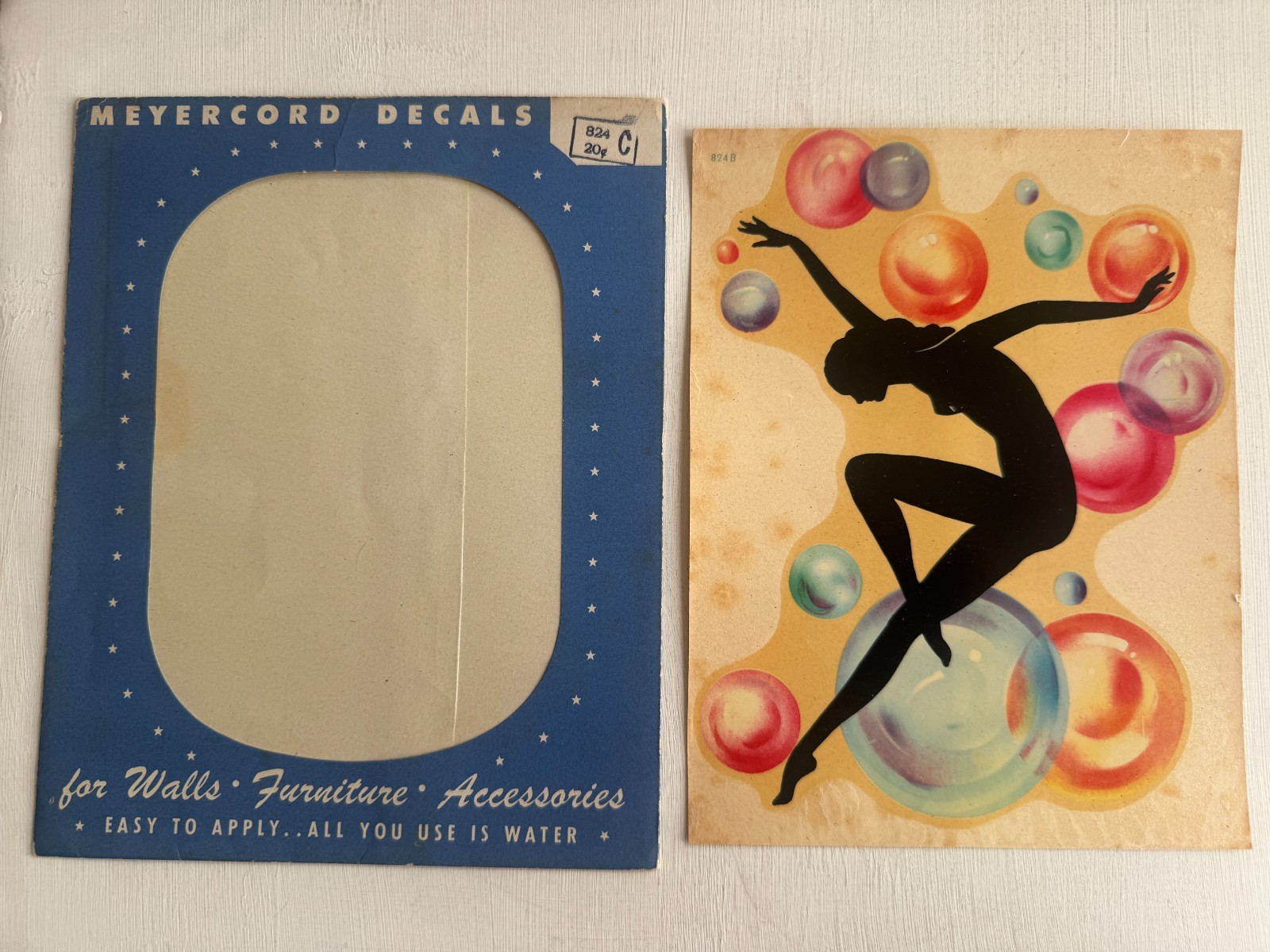Vintage Meyercord Decal #824-C Silhouette of Pinup Girl w/ Bubbles