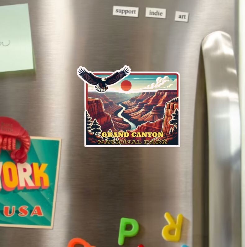 Grand Canyon National Park Original Art Die Cut Glossy Fridge Magnet