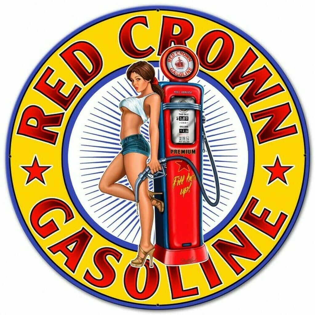 Red Crown Gasoline Pinup Vinyl Decal Sticker Waterproof
