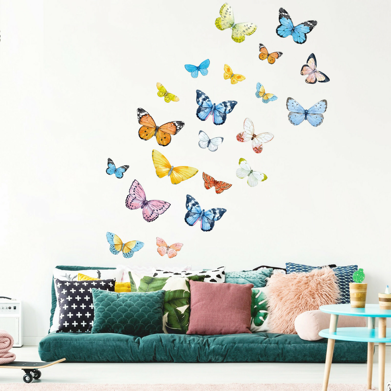 Watercolor Butterflies Wall Fabric Decal Set Sticker Baby Room Decor