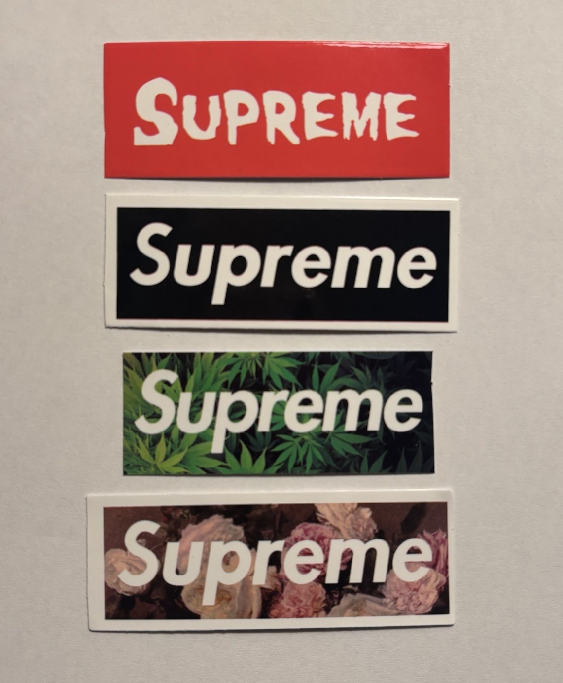 4pc Supreme Box Logo Vinyl Sticker Lot Red Black Floral Leaf Decals #36