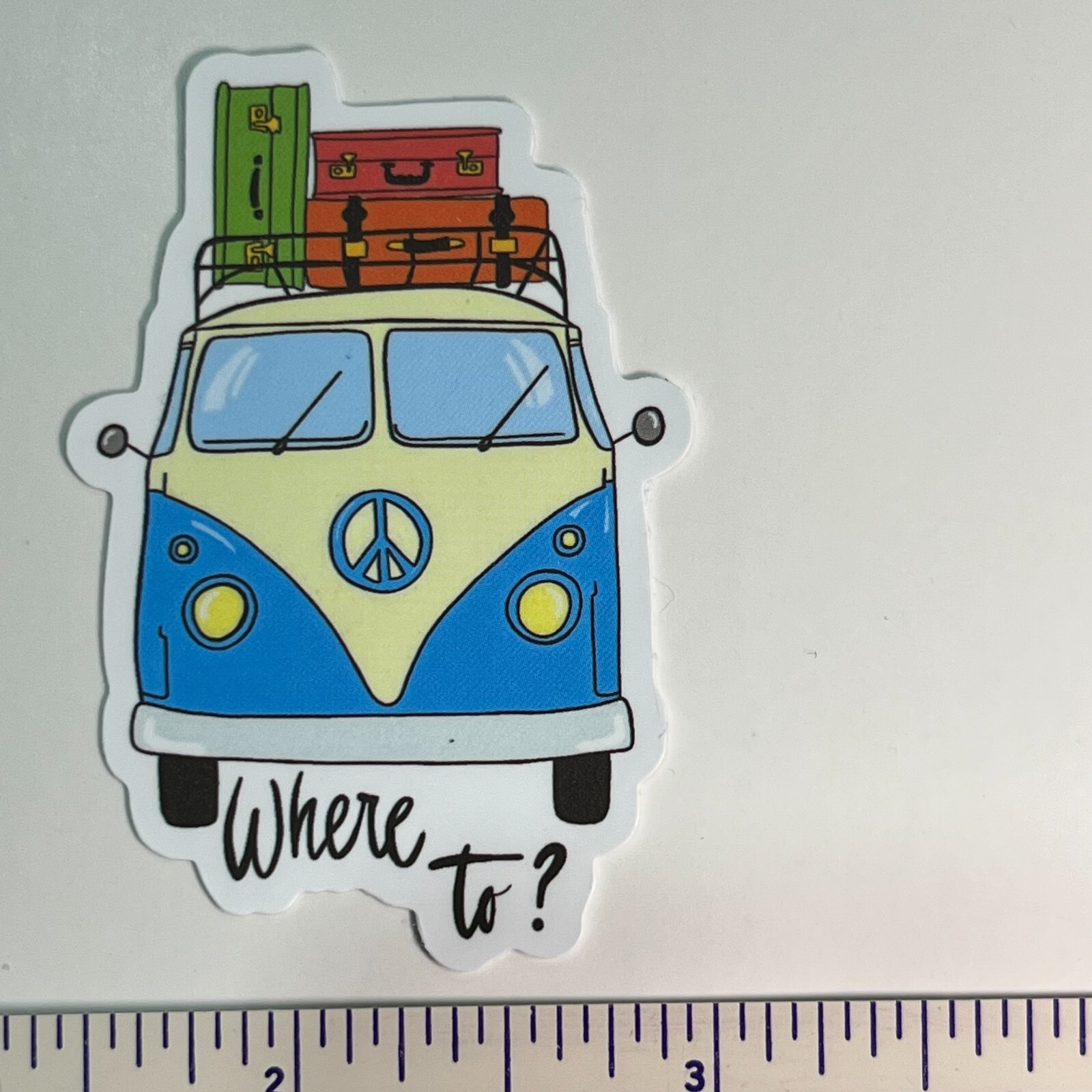 Where To? Peace VW Bus Vinyl Sticker Decal ThinkBomb Anything Free Ship & Track