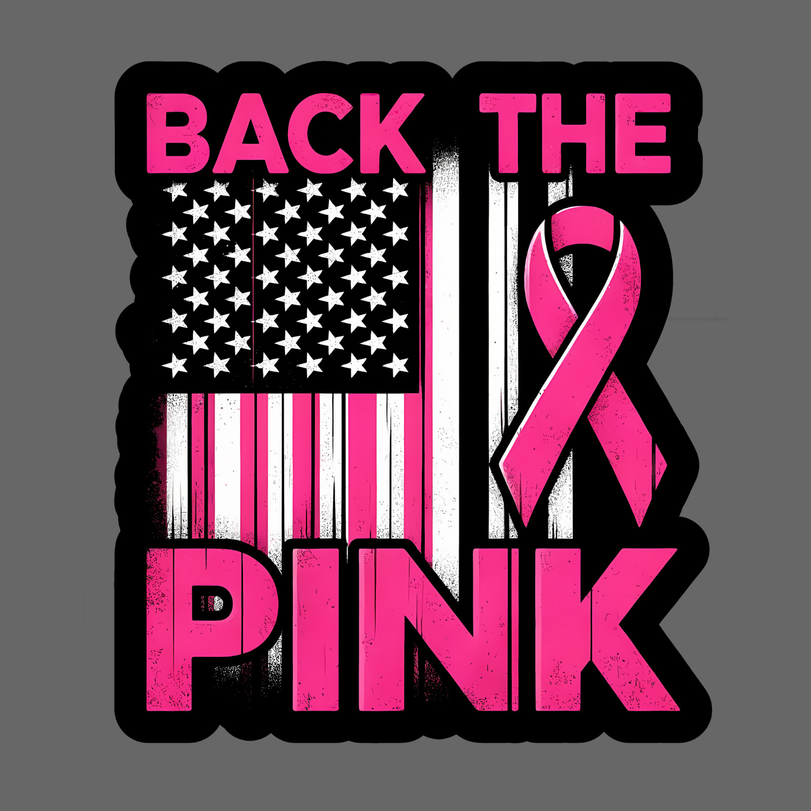 Breast cancer sticker vinyl decal back the pink American flag awareness 5"