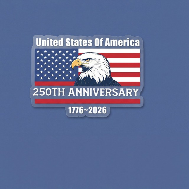 US 250th Anniversary Decal 2-Pack Patriotic Eagle American Flag Sticker 5×6.5"